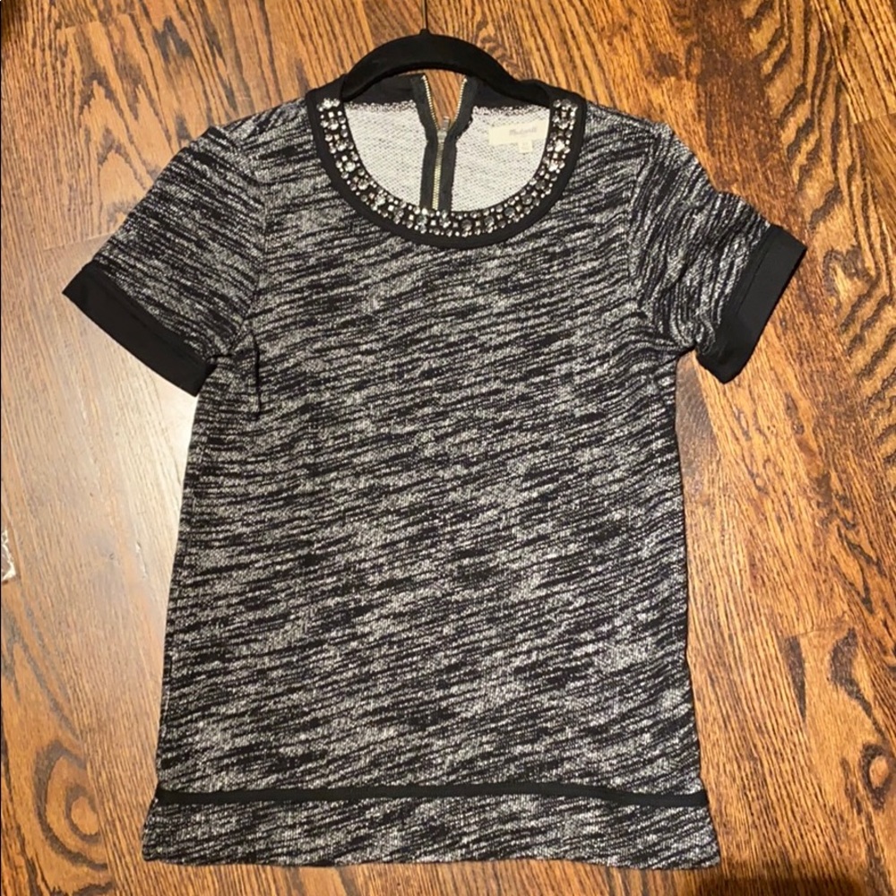 Madewell short sleeve sweater with collar detail
